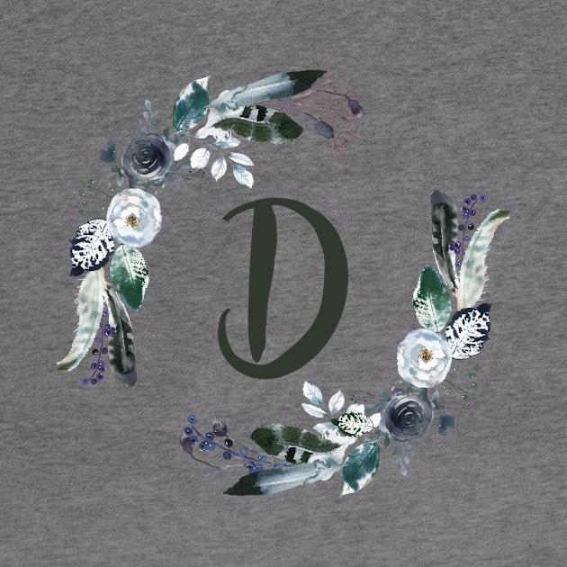 Floral Monogram D Dark Bohemian Flora by floralmonogram